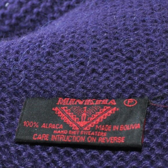 Minkha 100% Alpaca Wool Knit Long Cardigan Button-up Sweater Purple P - Picture 7 of 7